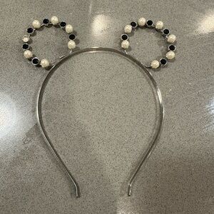 Disney World Mickey Ears Elegant Pearl and Black Beaded Headband
